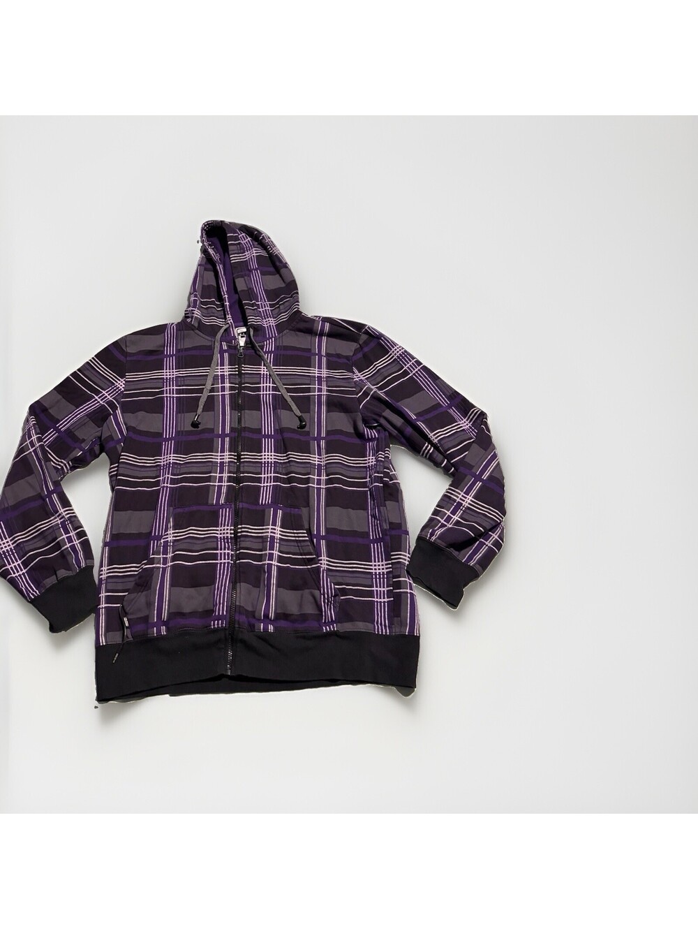 Y2K VTG Digital Revolution Purple Plaid Women's Zip Hoodie - hb3 technology XL